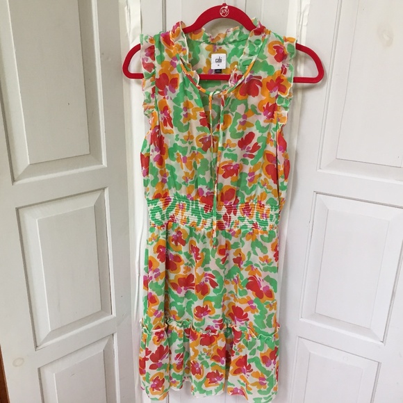 CAbi Green and Pink Ruffled Mini Dress - Picture 1 of 16